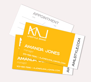 front of business card and back of business cards on table