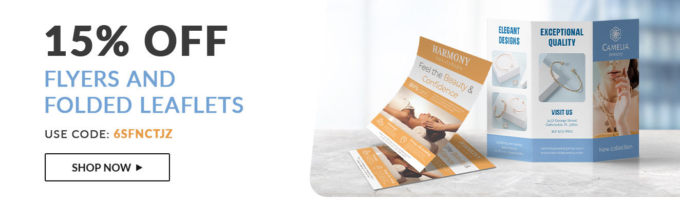 15% descuento en flyers y folletos