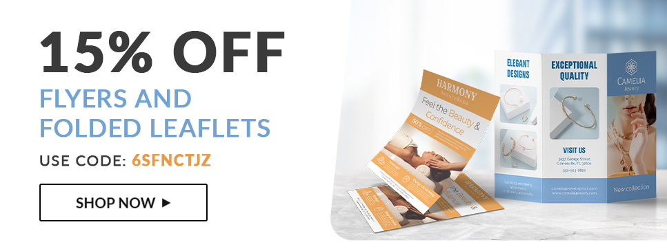15% descuento en flyers y folletos