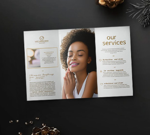 z-fold custom folded leaflets on table